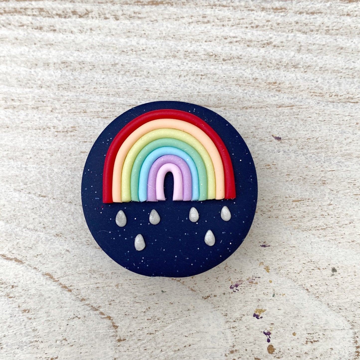 Navy rainbow needle minder, needle keeper, magnetic needle holder, rainbow magnet, magnetic brooch, pin holder