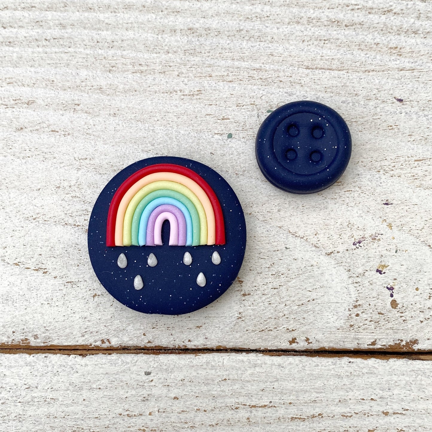 Navy rainbow needle minder, needle keeper, magnetic needle holder, rainbow magnet, magnetic brooch, pin holder