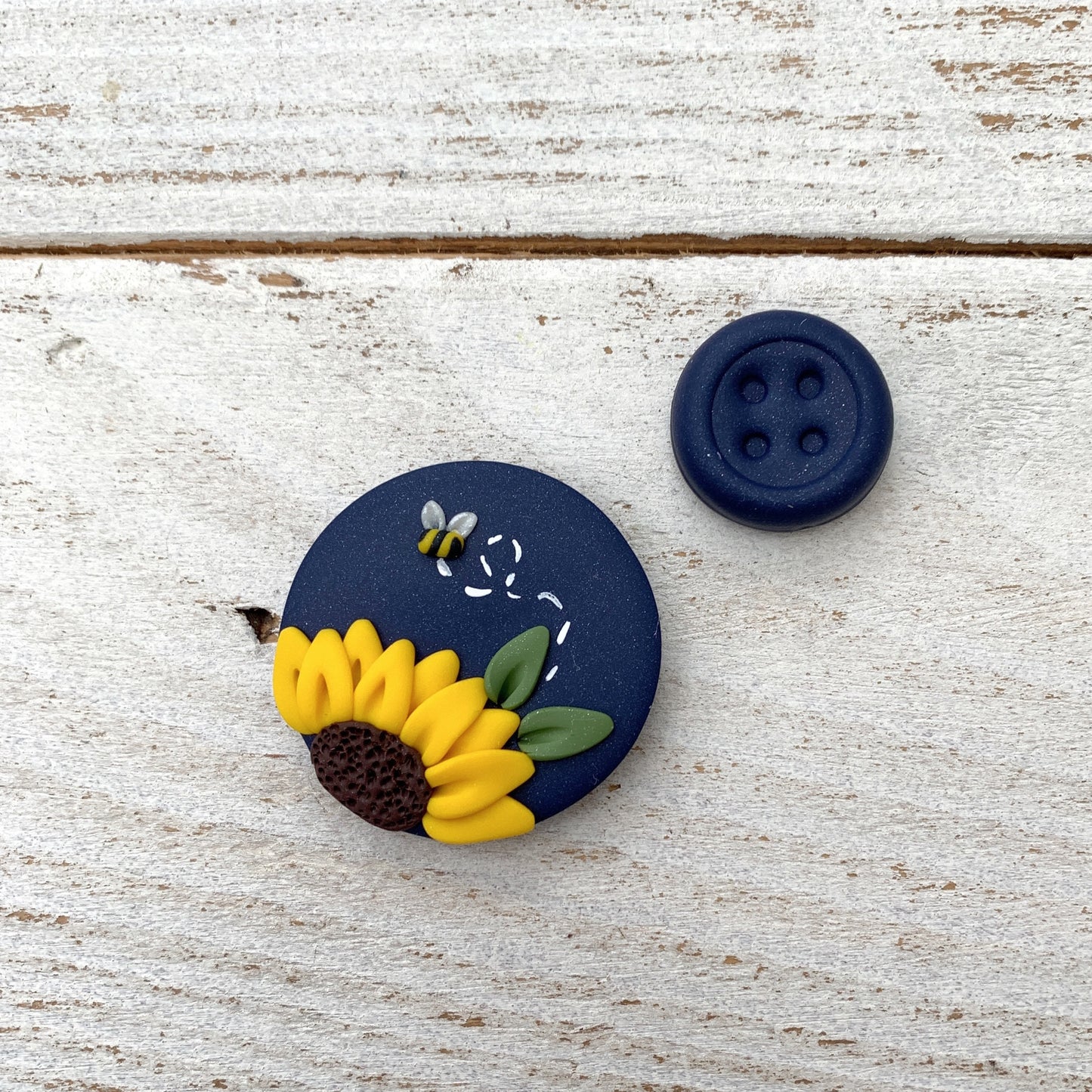Navy Sunflower needle minder, needle keeper, magnetic needle holder, flower magnet, pin cushion, cross stitcher