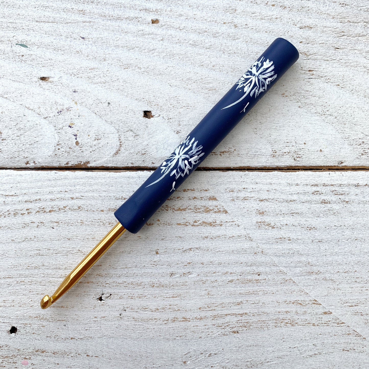 Make a wish dandelion hand painted crochet hook