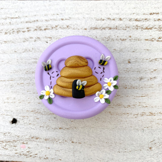 Lilac beehive magnetic needle minder, cross stitch sewing magnet