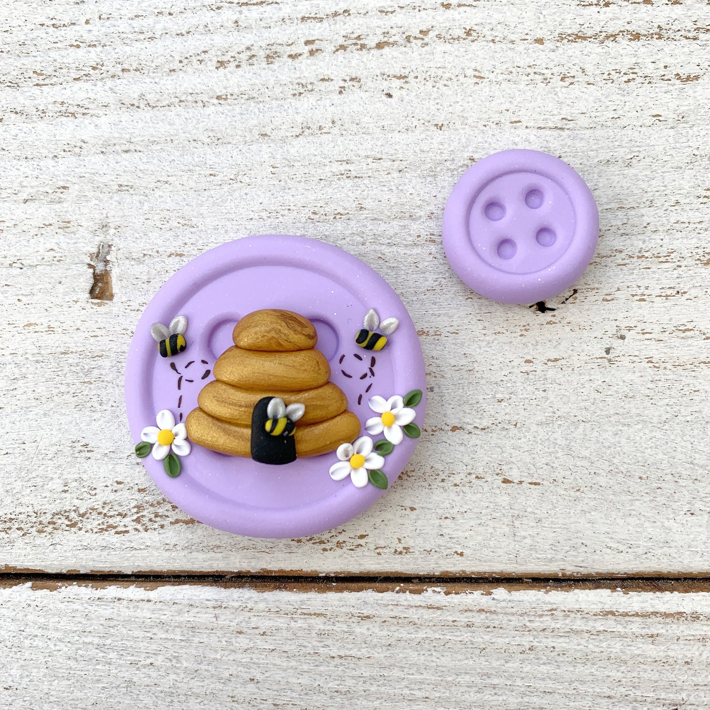 Lilac beehive magnetic needle minder, cross stitch sewing magnet