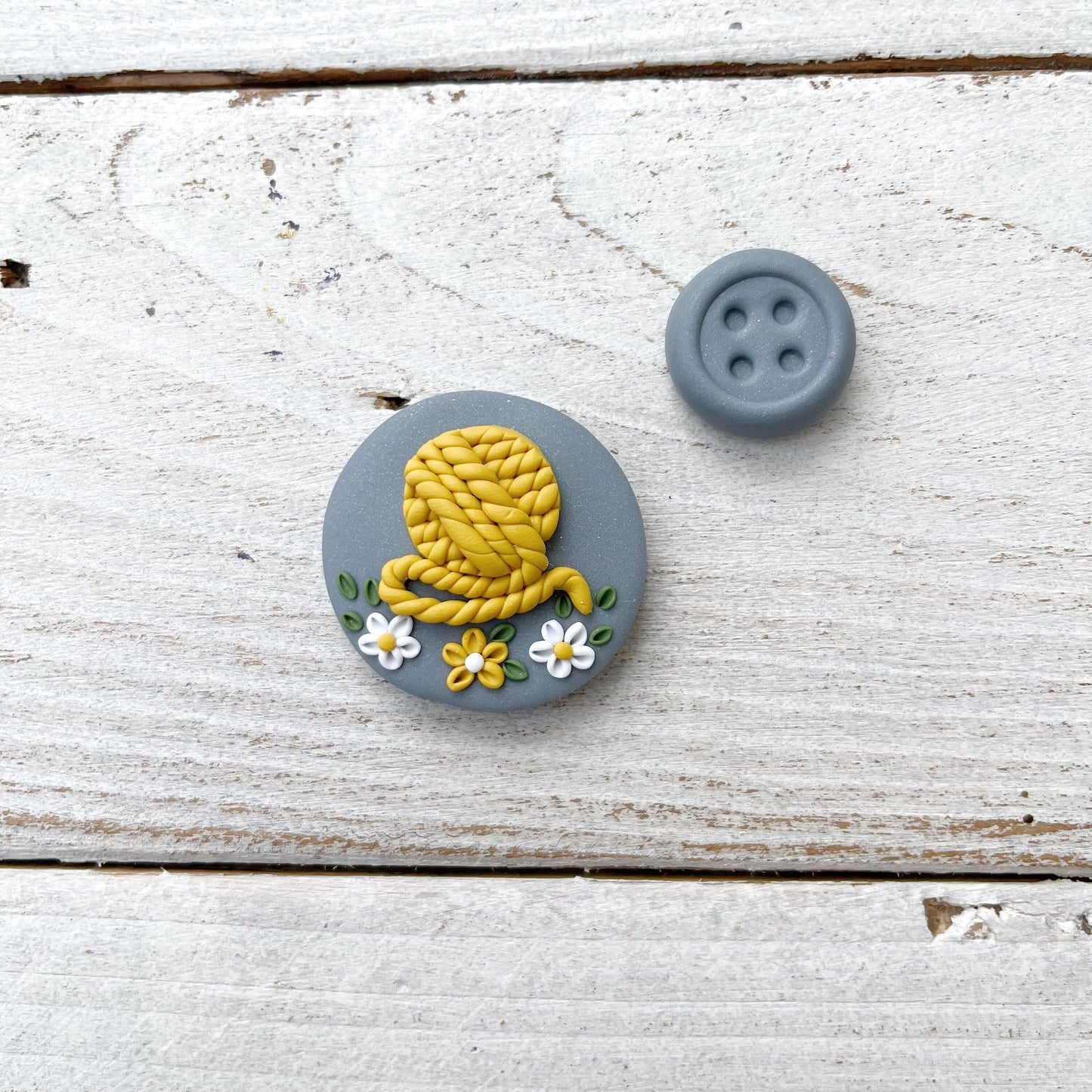 Mustard yarn ball magnetic needle minder, sewing magnets