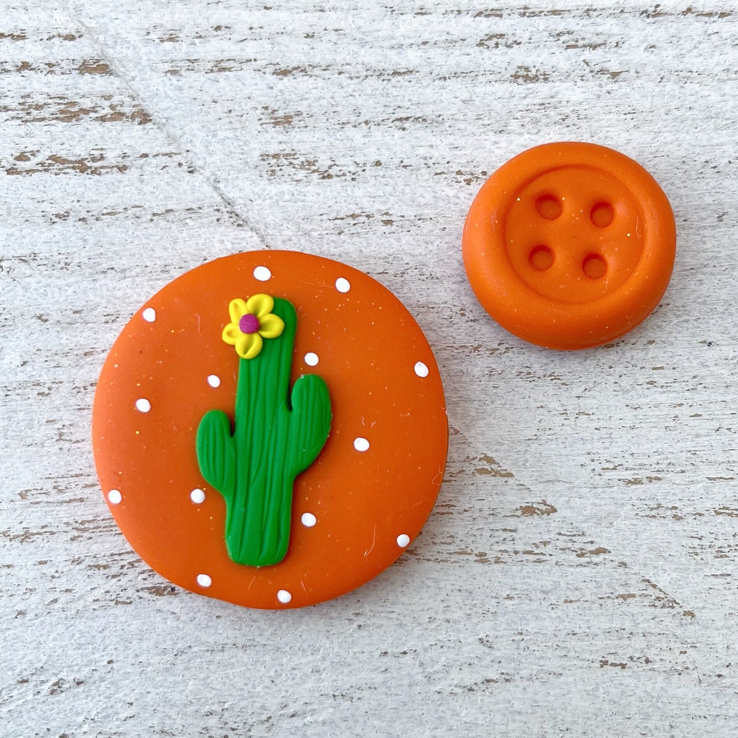 Orange cactus needle minder, needle keeper, magnetic needle holder, succulent craft magnet, stitching tools