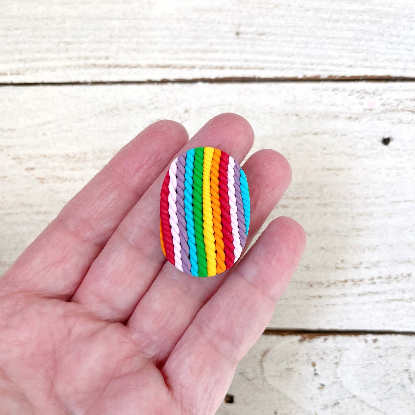 Oval rainbow yarn magnetic sewing aid, cross stitch crochet magnets, rainbow needle minder